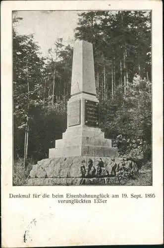Denkmal für beim Eisenbahnunglück am 19. Sept 1895 verunglückten 133 er