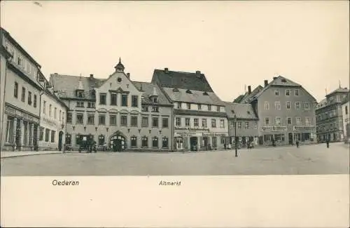 Ansichtskarte Oederan Altmarkt mit Geschäften 1910