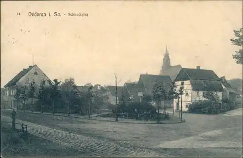 Ansichtskarte Oederan Strassen Partie am Schmuckplatz 1917