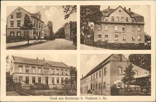 Ansichtskarte Breitenau-Oederan 4 Bild Straßen, Gasthaus - Erzgebirge 1935