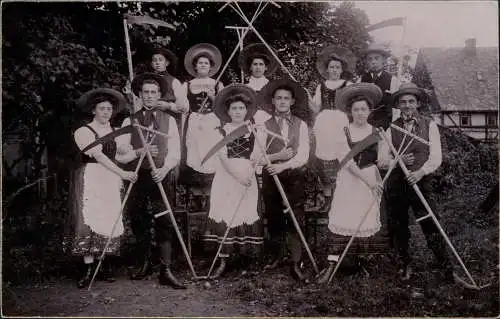 Ansichtskarte Oederan Fotokunst Bauern Thiemendorf 1913