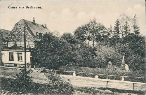 Ansichtskarte Breitenau-Oederan Straßenpartie am Gasthaus 1907