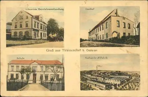 Thiemendorf-Oederan 4 Bild: Verbandstoff Fabrik Handlung Schule Erzgebirge 1923