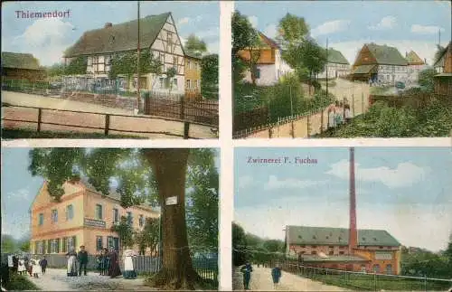 Thiemendorf-Oederan 4 Bild: Zwirnerei, Fabrik, Fachwerkhaus Erzgebirge 1922