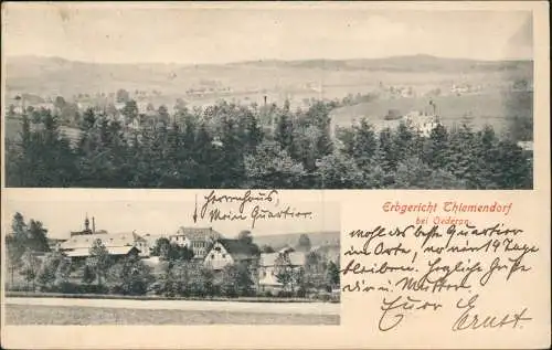 Ansichtskarte Thiemendorf-Oederan 2 Bild Stadtteilansichten, Erzgebirge 1909