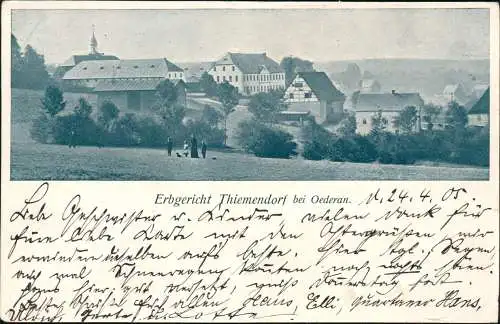 Ansichtskarte Thiemendorf-Oederan Blick auf das Erbgericht 1905