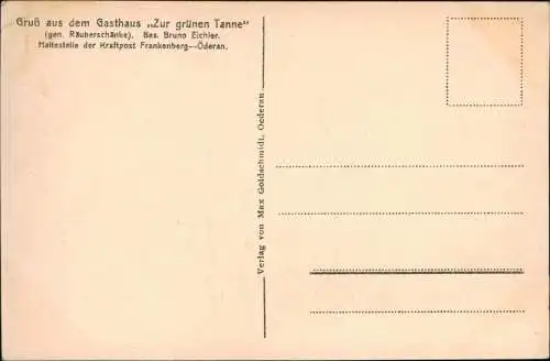 Oederan Gruß aus dem Gasthaus Zur grünen Tanne (gen. Räuberschänke) 1920