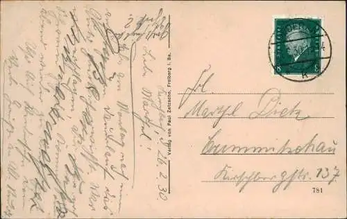 Kirchbach-Oederan Blick auf das Oberdorf von der Kirche aus 1930/1920