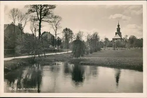 Ansichtskarte Kirchbach-Oederan Ortsansicht Partie an einem Weiher/Teich 1940