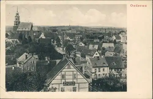 Ansichtskarte Oederan Panorama-Ansicht; Blick auf Haus mit Tischlerei 1912