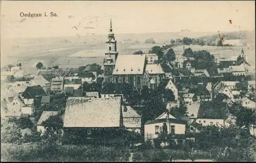 Ansichtskarte Oederan Panorama-Ansicht, Ortsansicht 1920