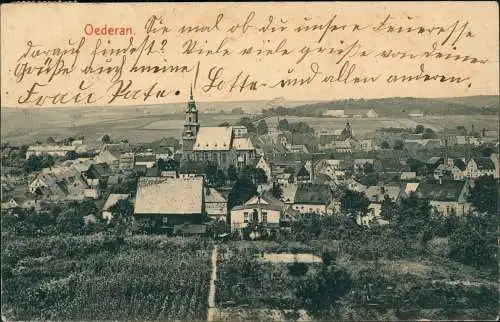 Ansichtskarte Oederan Panorama-Ortsansicht 1914