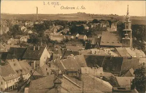 Ansichtskarte Oederan Panorama-Teilansicht 1925