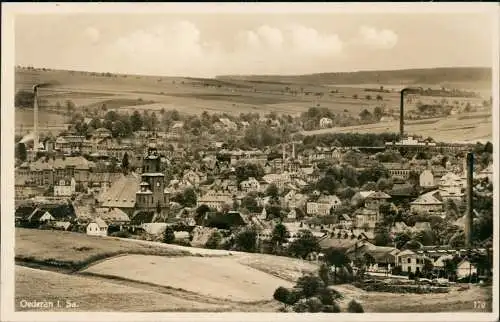 Ansichtskarte Oederan Panorama-Ansicht mit Fabriken Schornsteine 1933