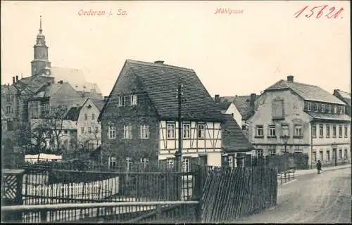 Ansichtskarte Oederan Häuser Partie in der Mühlgasse 1910