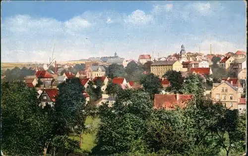 Oederan Panorama-Ansicht "Häuser im Grünen" (Bahnhofsvorstadt) 1916