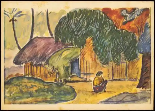 Künstlerkarte: Gemälde PAUL GAUGUIN (1848-1903) Die Hütte The cottage 1978
