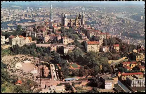 Lyon Panorama-Ansicht Vue aérienne sur la Colline de Fourvière 1960