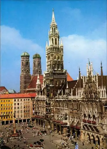 Ansichtskarte München Rathaus und Frauenkirche City Hall and Cathedral 1980