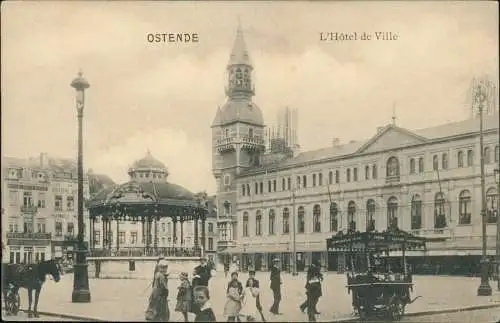 Postkaart Ostende Oostende L'Hotel de Ville/Rathaus 1915