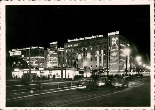 Ansichtskarte Frankfurt am Main Hauptwache bei Nacht VW Käfer 1958