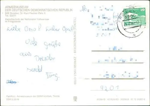 Ansichtskarte Albertstadt-Dresden Armeemuseum der DDR 1983
