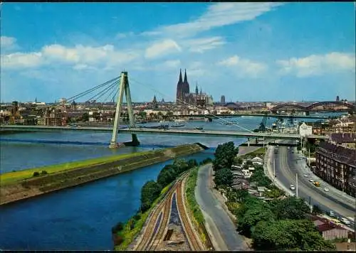 Ansichtskarte Köln Severinsbrücke und Dom, Rhein-Ansicht 1975