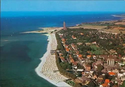 Ansichtskarte Laboe Luftbild Ostseebad vom Flugzeug aus, Luftaufnahme 1980