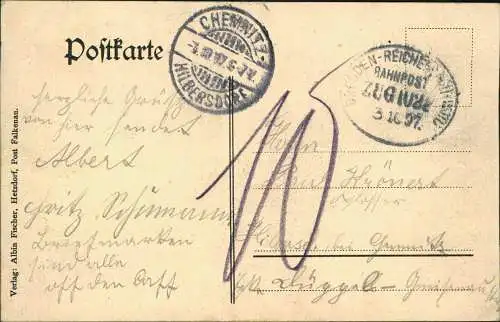 Hetzdorf-Flöha Sachsen Flöhatal, Bahnhof, Viadukt 1907   Bahnpost