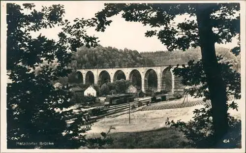 Hetzdorf-Flöha (Sachsen) Hetzdorfer Brücke mit Blick auf den Bahnhof 1940