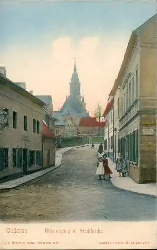 Oederan Klostergang u. Stadtkirche Handkolorierte Künstlerkarte 1906