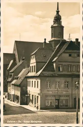 Oederan Kleine Kirchgasse mit Bekleidungs-Geschäft W. Fischer 1939