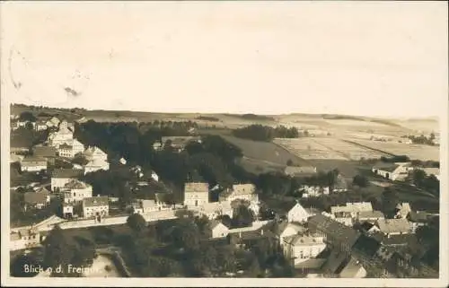 Ansichtskarte Oederan Partie Rund u. d. Kirchturm, Orts-Panorama 1930