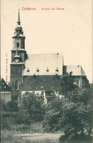 Ansichtskarte Oederan Kirche, Seitenschiff - handcolorierte AK 1908