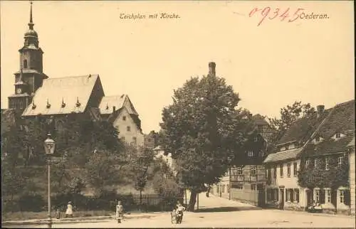 Ansichtskarte Oederan Teichplan, Straße 1912