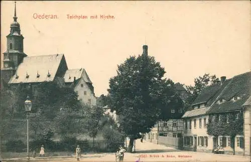 Ansichtskarte Oederan Teichplan, Straße 1907