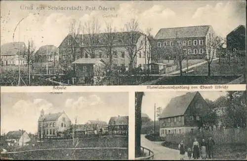 Schönerstadt-Oederan 3 Bild: Gasthof, Materialwarenhandlung, Schule 1939/1918