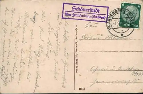 Schönerstadt-Oederan 3 Bild: Gasthof, Materialwarenhandlung, Schule 1939/1918