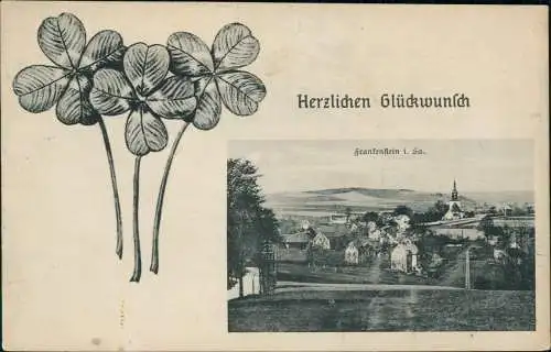 Ansichtskarte Frankenstein-Oederan Stadtblick Kleeblätter 1912