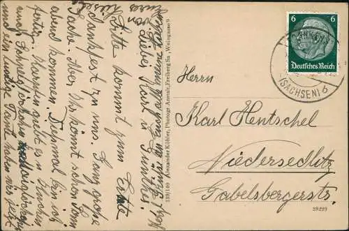 Ansichtskarte Frankenstein-Oederan Weg zur Stadt - Erzgebirge 1938