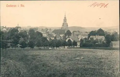 Ansichtskarte Oederan Partie an der Stadt 1909