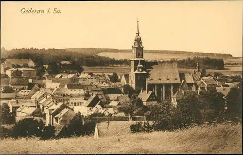 Ansichtskarte 1924  Oederan Stadtpartie mit Kirche