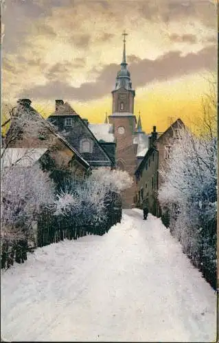 Ansichtskarte Oederan Unterstadt im Winter 1917