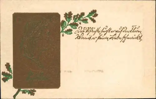 Ansichtskarte  Friedrich Schiller Eichenlaub Bronze 1911 Prägekarte