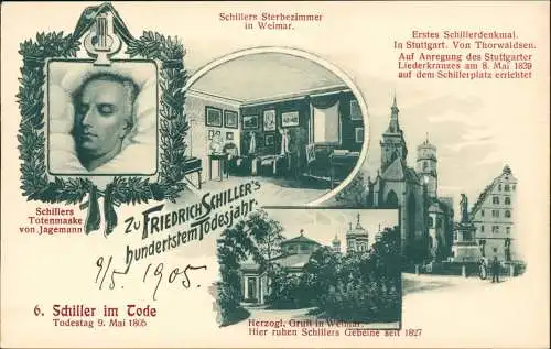 Ansichtskarte Weimar MB ZU FRIEDRICH SCHILLER'S hundertstem Todesjahr 1905