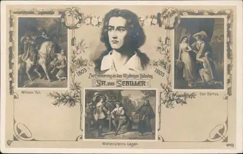 Ansichtskarte  Mehrbild AK Friedrich Schiller 100. Todestag 1905