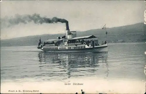 Ansichtskarte Zürich Dampfer Steamer Waldensweil 1915