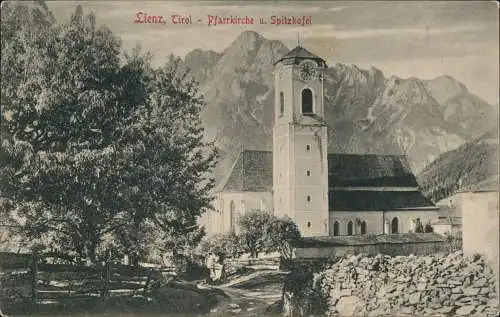 Ansichtskarte Lienz Tirol Pfarrkirche u. Spitzkofel 1906