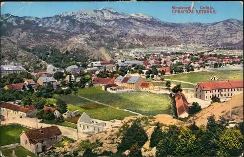 Postcard Cetinje Stadtpartie 1914  gel. mit Briefmarken