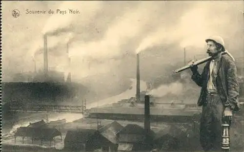 Postkaart Charleroi Charleroi Fabriken Bergmann Pays Noir. 1914